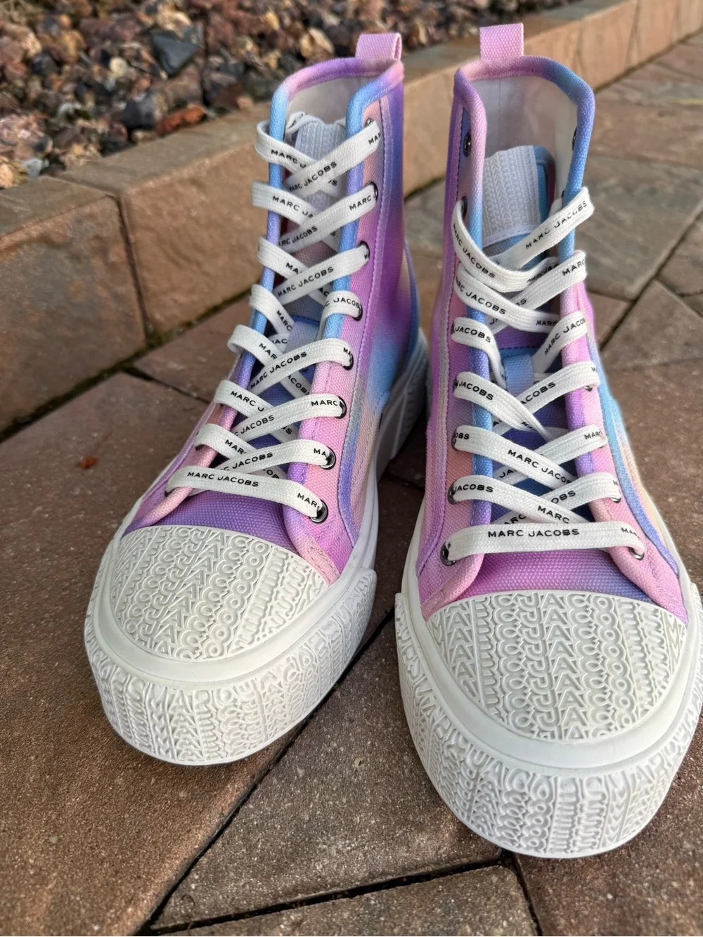 Marc Jacobs Airbrush Canvas High Top Sneakers Pink Multi Women’s Size 37